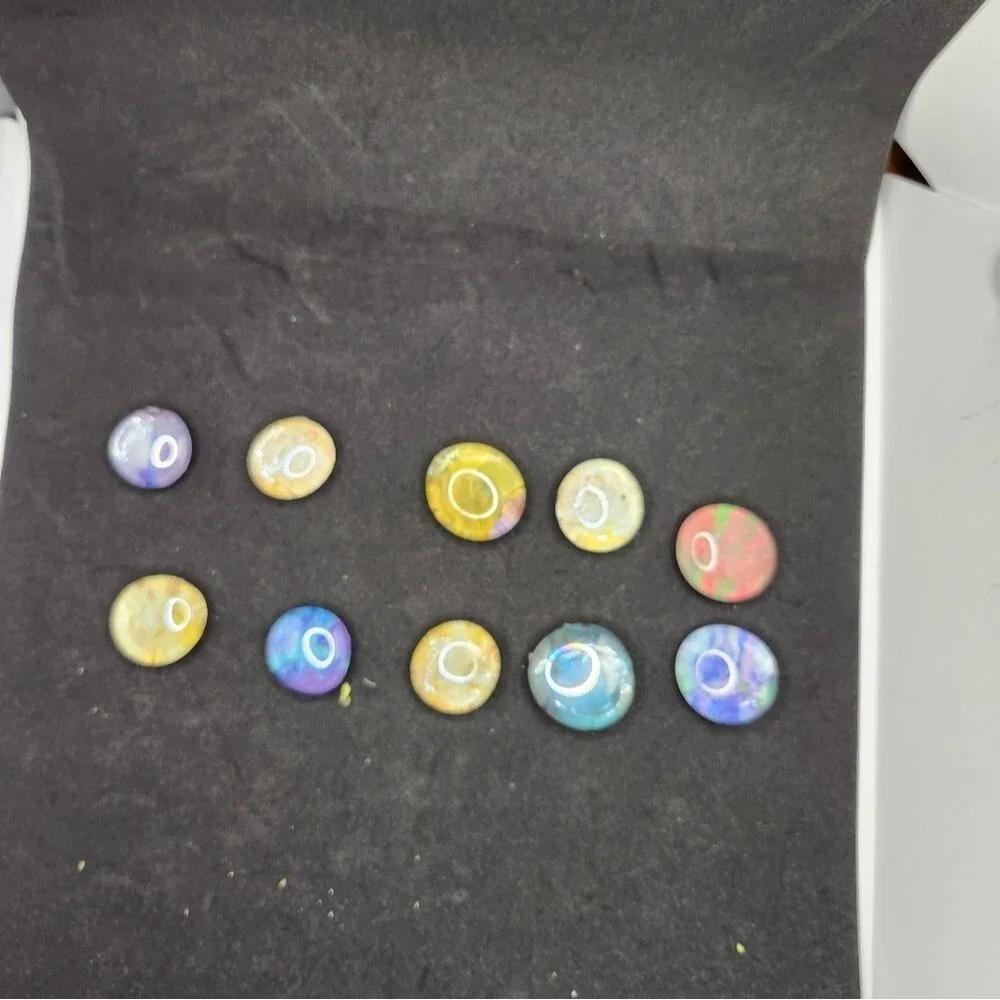 Hand Crafted Refrigerator Magnets Rainbow Extra Strong Glass Cabochon Art Set 10